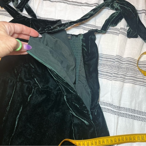 House of Harlow 1960 Velvet Tie Shoulder Mini Short Dress Dark Green Clubbing - Picture 9 of 14